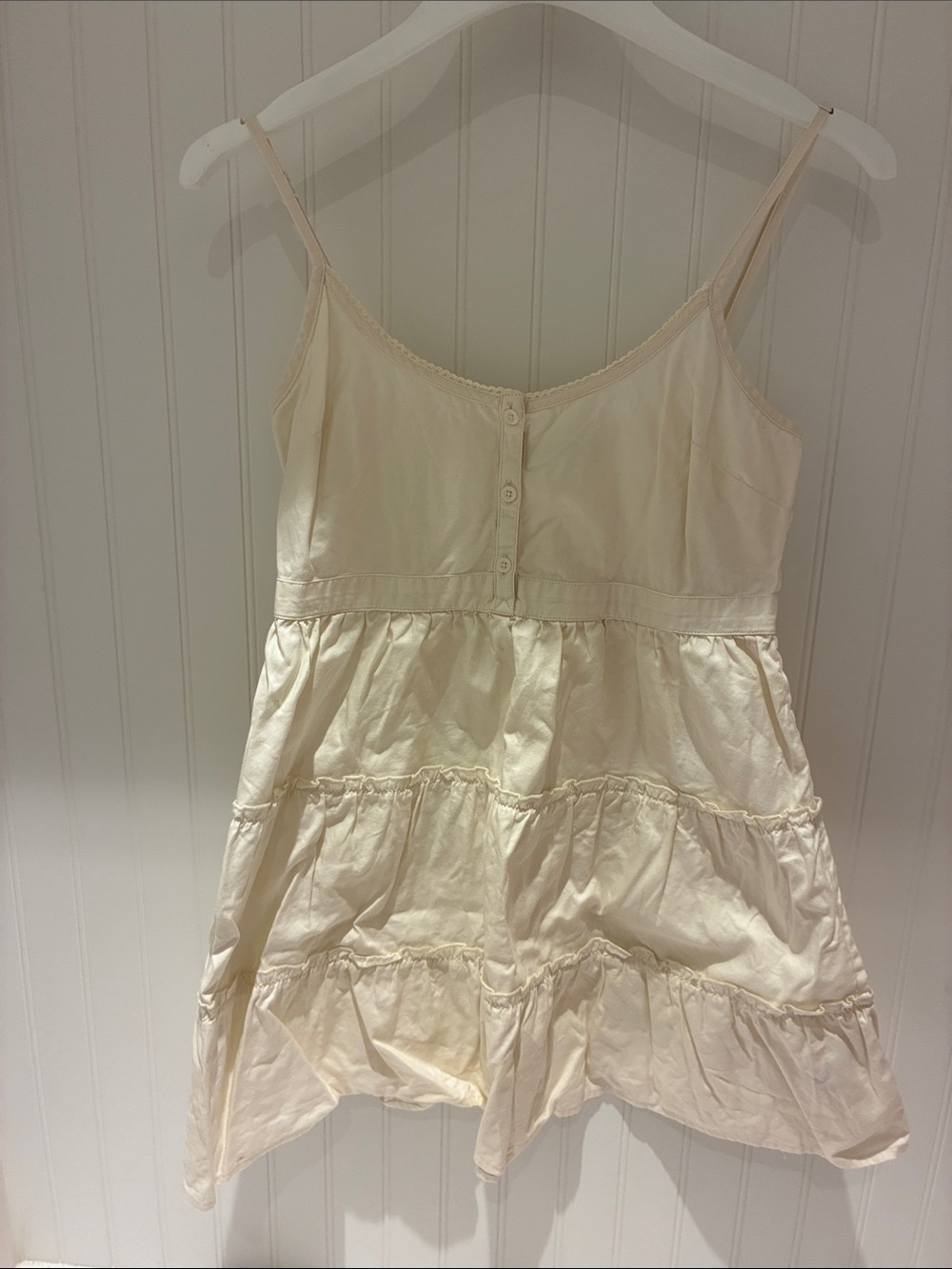 Sunday Best Cream Tiered Spaghetti Strap Sundress